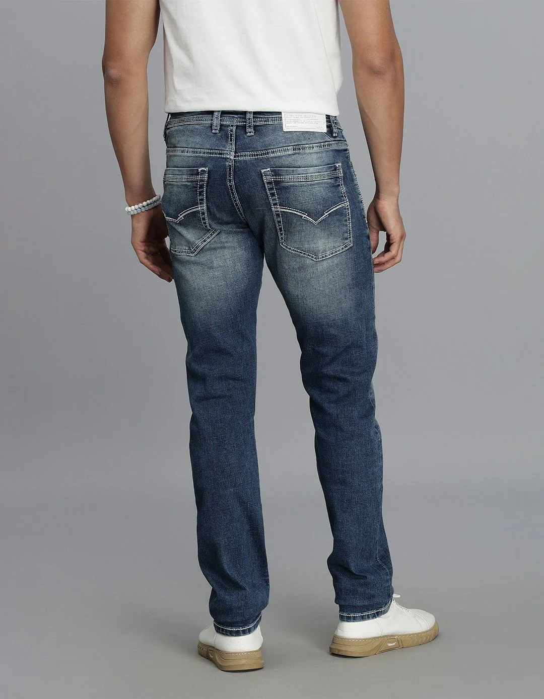 Med Blue 5 Pocket Mid-Rise Slim Straight Fit jeans - Image 5