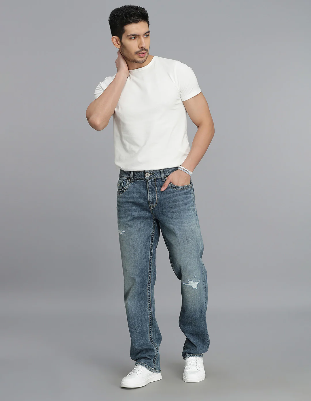 Med Blue 5 Pocket Midrise, Comfort And Straight Fit Jeans - Image 2