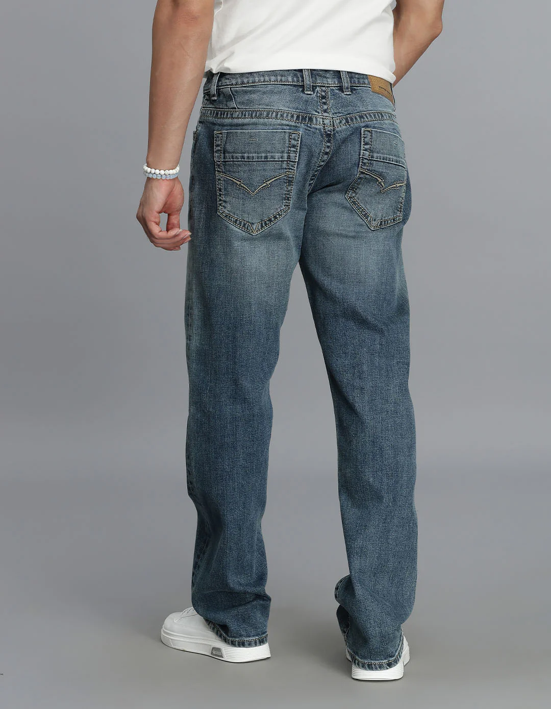 Med Blue 5 Pocket Midrise, Comfort And Straight Fit Jeans - Image 5