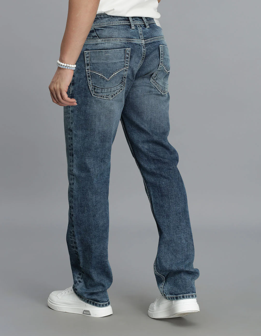 Med Blue 5 Pocket Midrise, Comfort And Straight Fit Jeans - Image 5