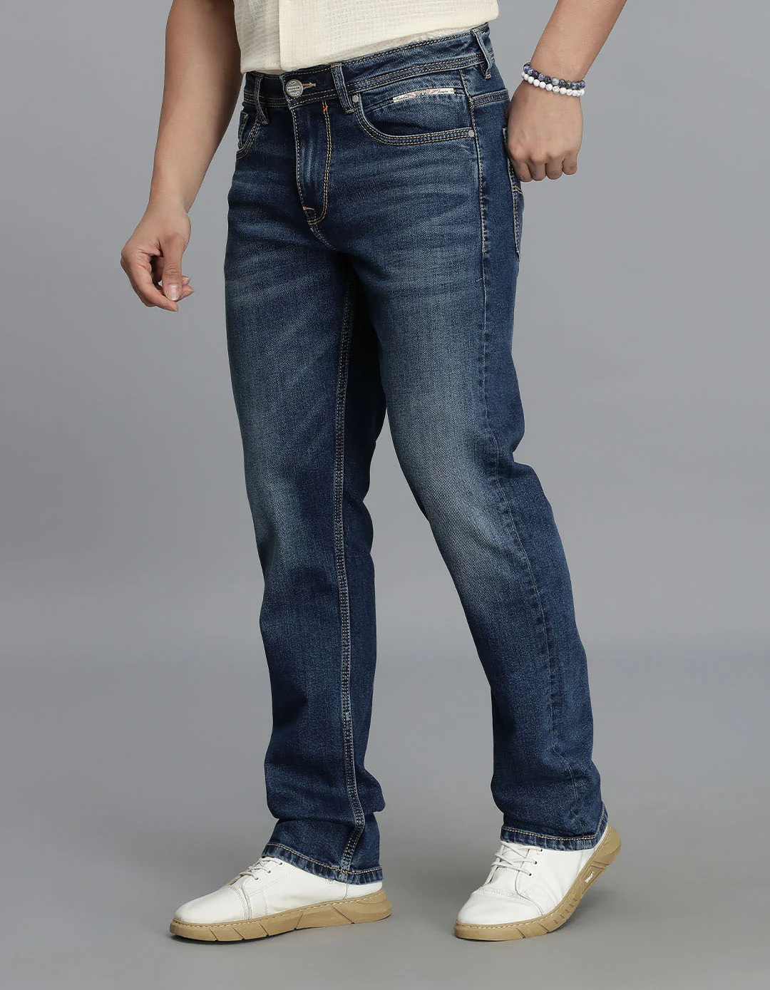 Med Blue 5 Pocket Midrise, Comfort And Straight Fit jeans - Image 2
