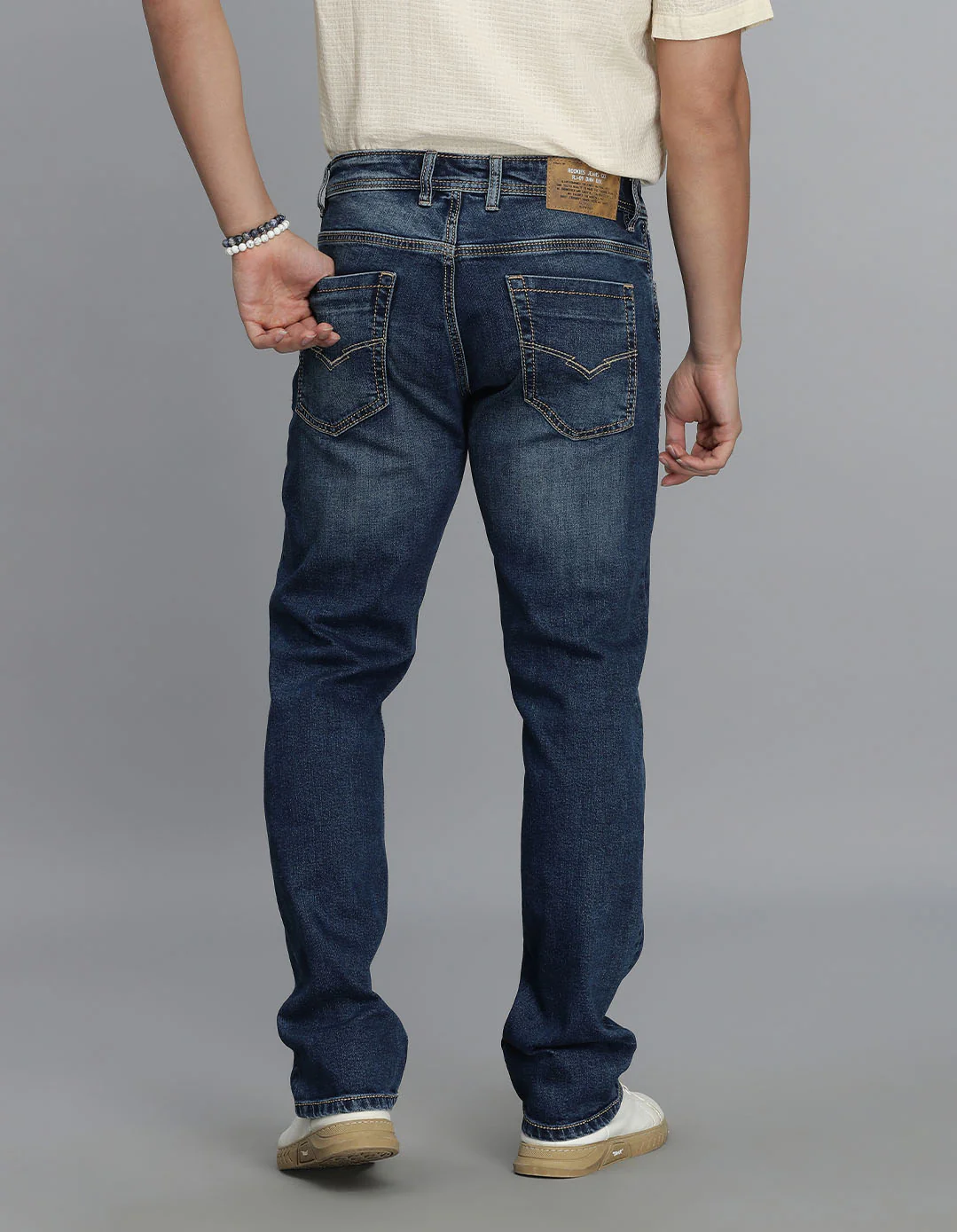 Med Blue 5 Pocket Midrise, Comfort And Straight Fit jeans - Image 4