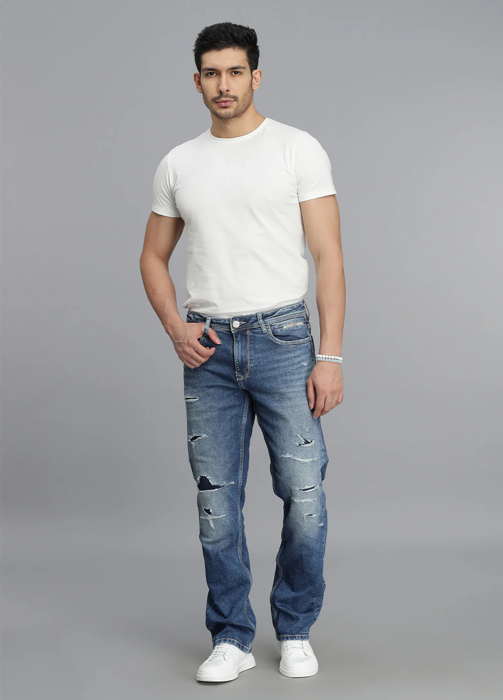 Med Blue 5 Pocket Midrise, Comfort And Straight Fit jeans - Image 2