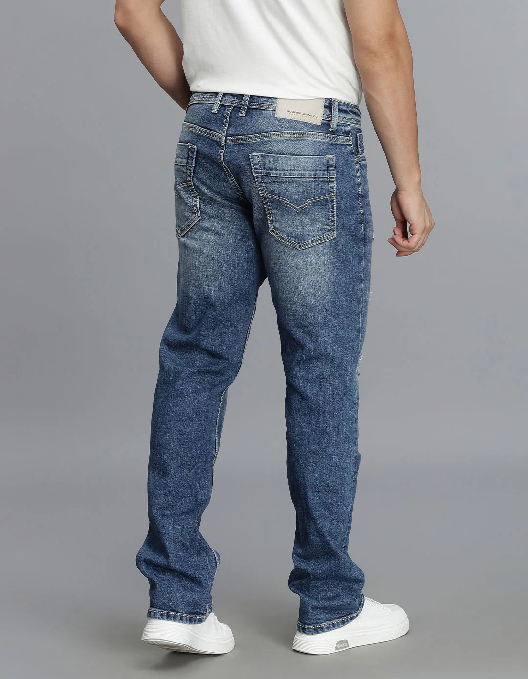 Med Blue 5 Pocket Midrise, Comfort And Straight Fit jeans - Image 4