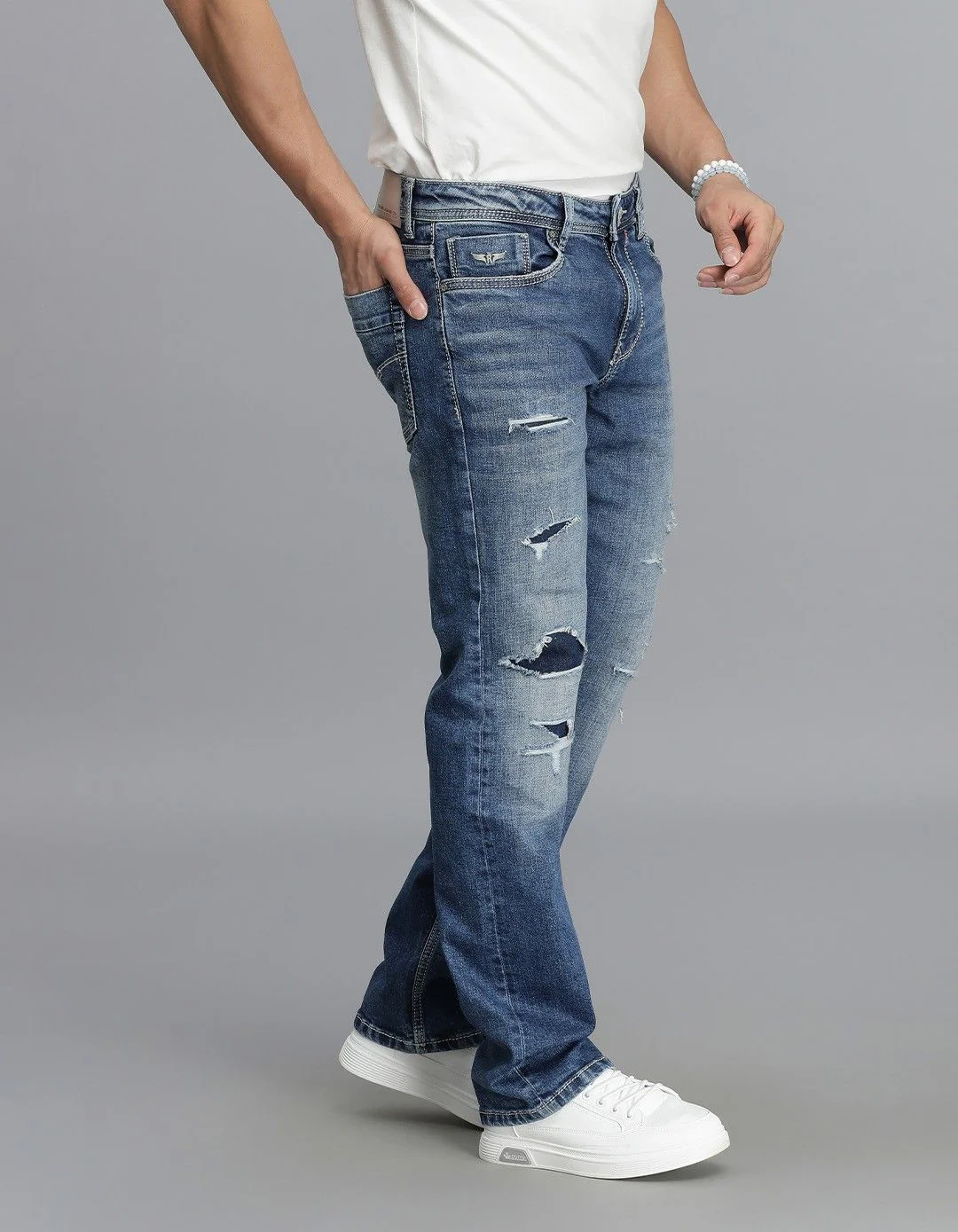 Med Blue 5 Pocket Midrise, Comfort And Straight Fit jeans - Image 5