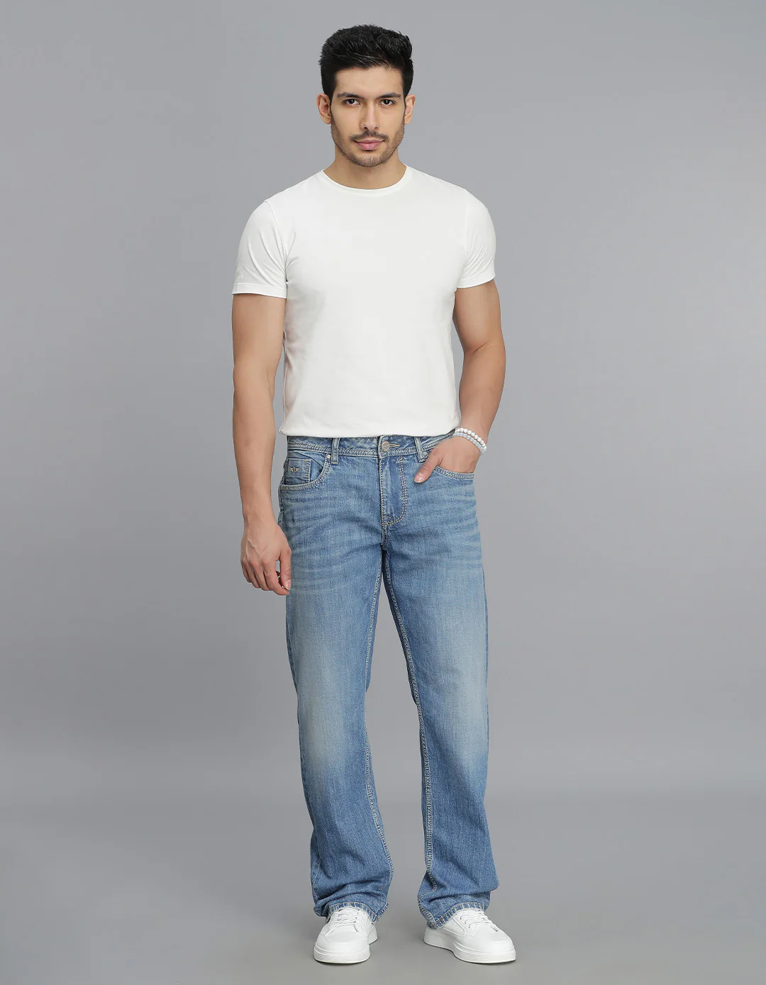 Med Blue 5 Pocket Midrise, Comfort And Straight Fit jeans - Image 2