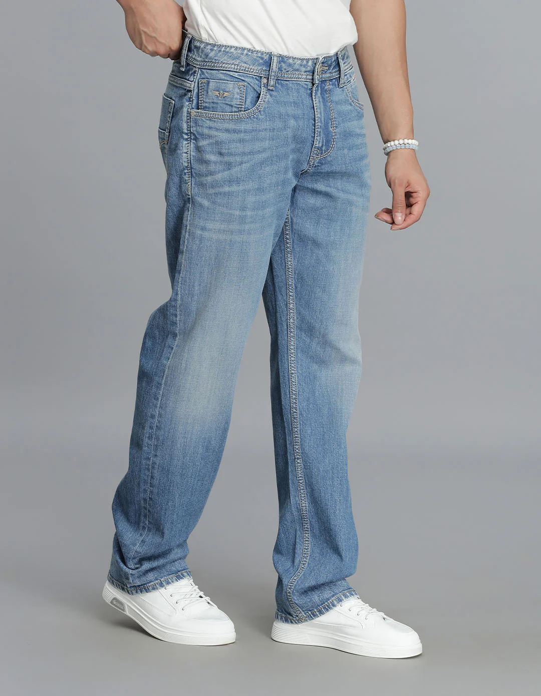 Med Blue 5 Pocket Midrise, Comfort And Straight Fit jeans - Image 4