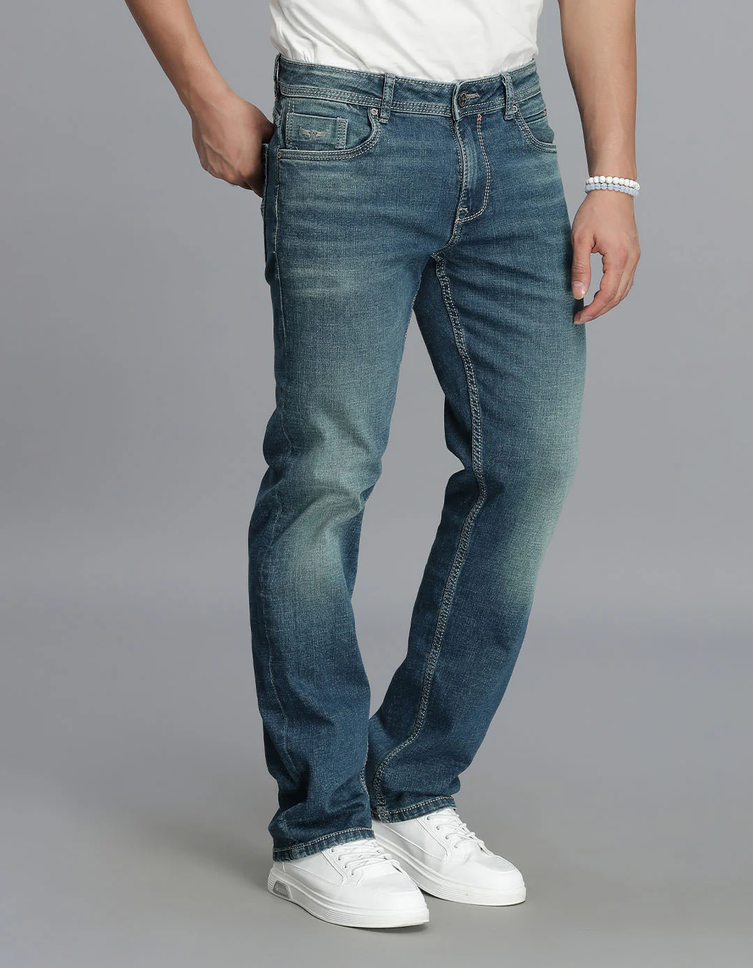 Med Blue 5 Pocket Midrise, Comfort And Straight Fit jeans - Image 4