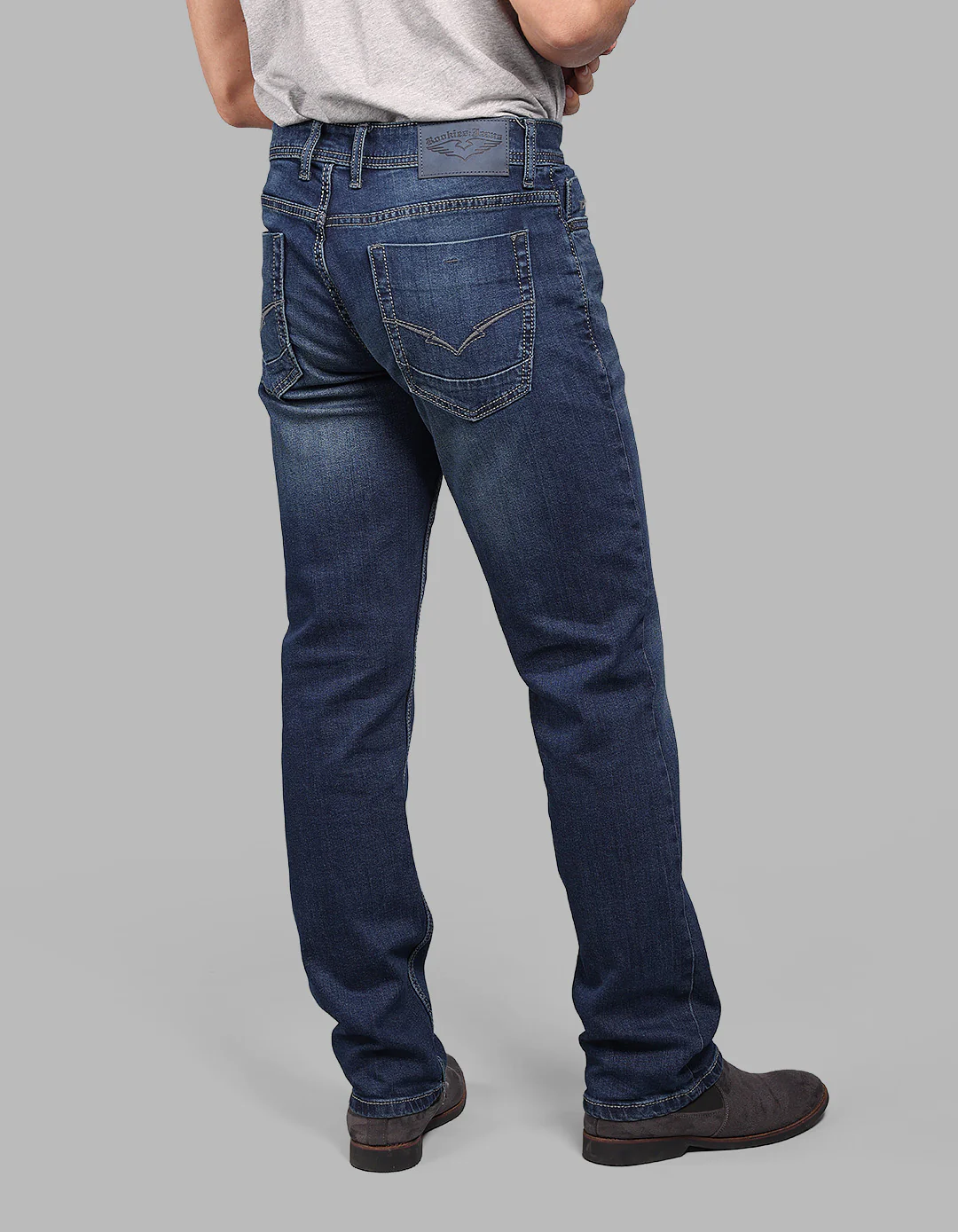Med Blue 5 Pocket Midrise, Comfort And Straight Fit Stretch Jeans - Image 6