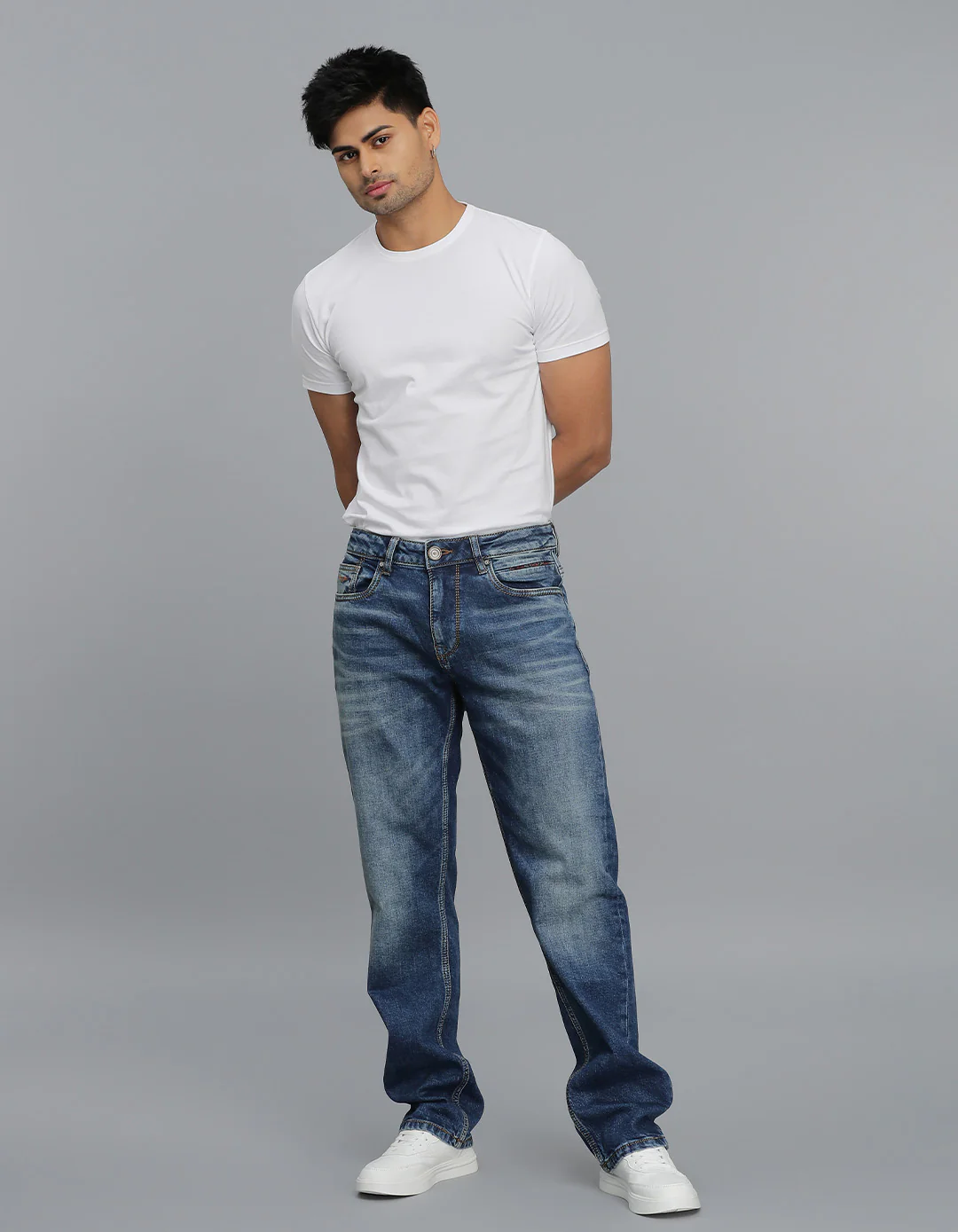 Med Blue 5 Pocket Midrise, Comfort And Straight Fit jeans - Image 2