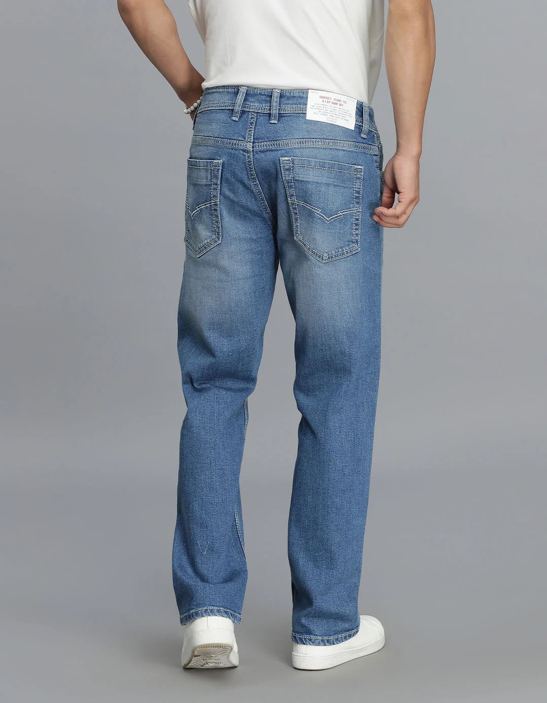 Med Blue 5 Pocket Midrise, Comfort Straight Fit Cropped Jeans - Image 5