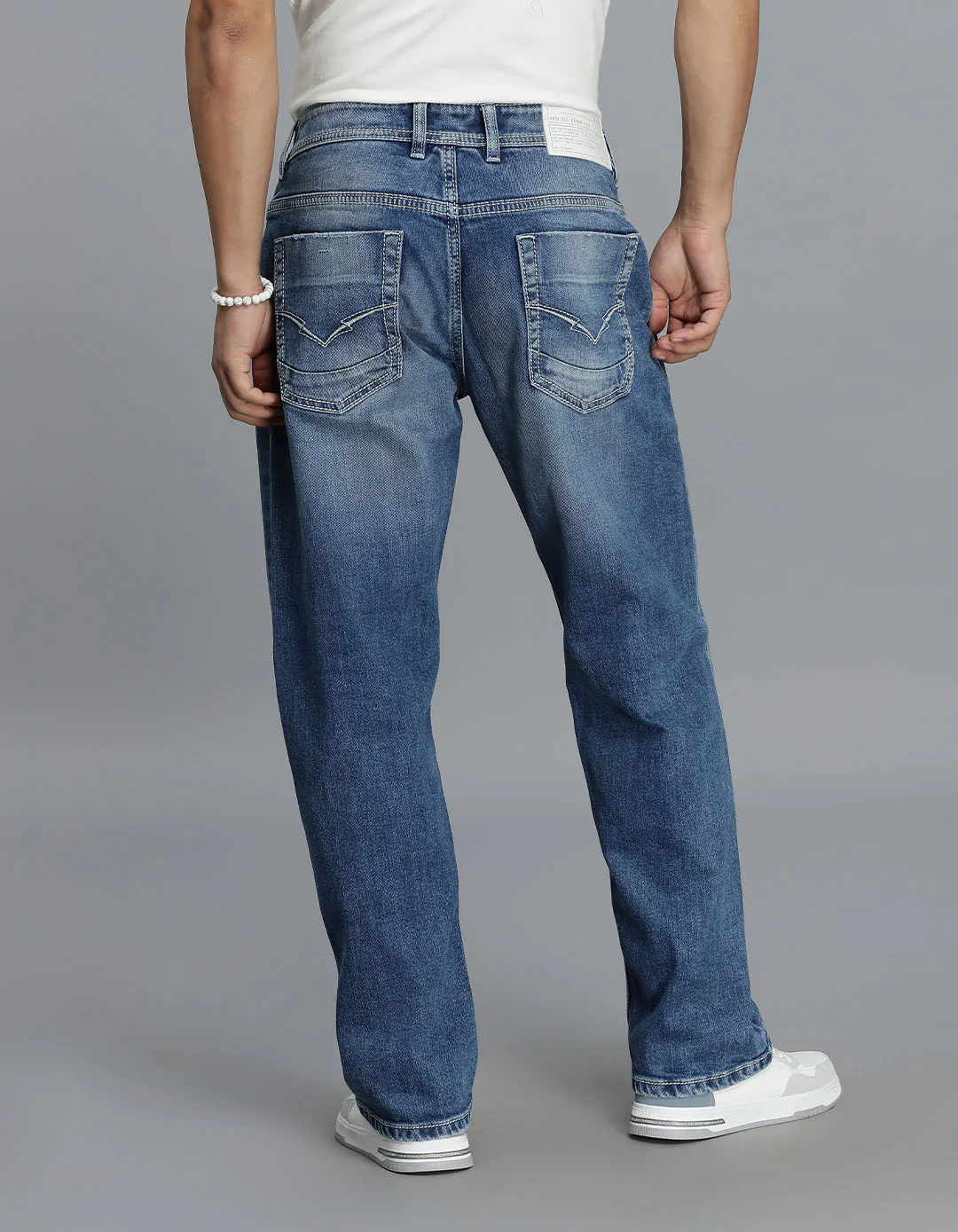 Med Blue 5 Pocket Midrise, Comfort Straight Fit Cropped Jeans - Image 5