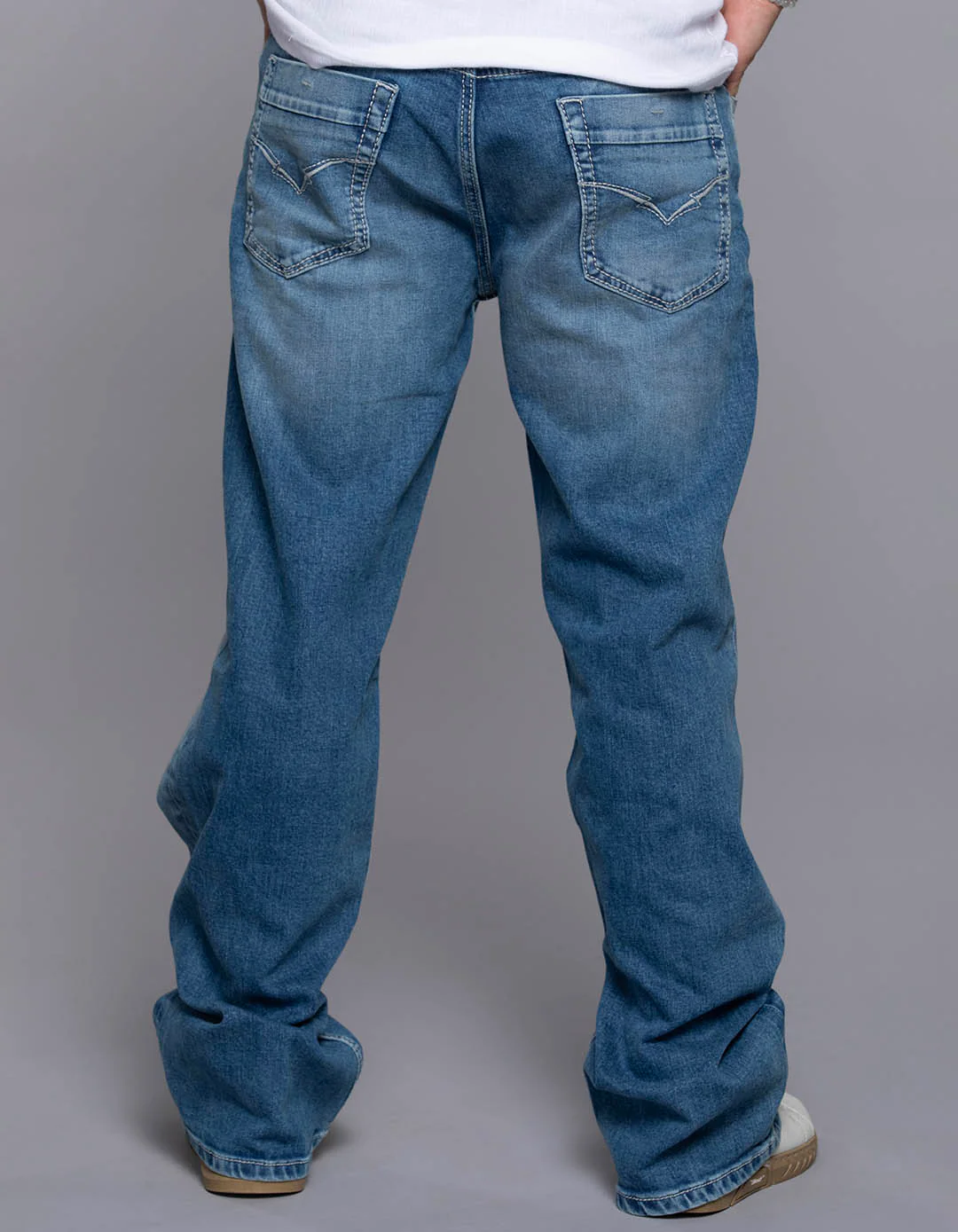 Med Blue 5 Pocket Midrise Loose Fit Jeans - Image 6