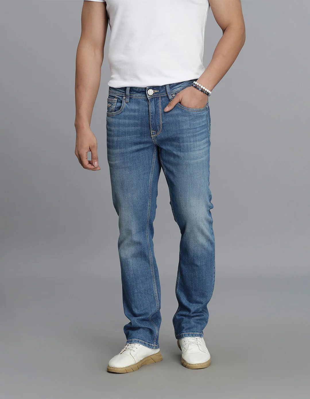 Med Blue 5 Pocket Midrise Loose Fit jeans