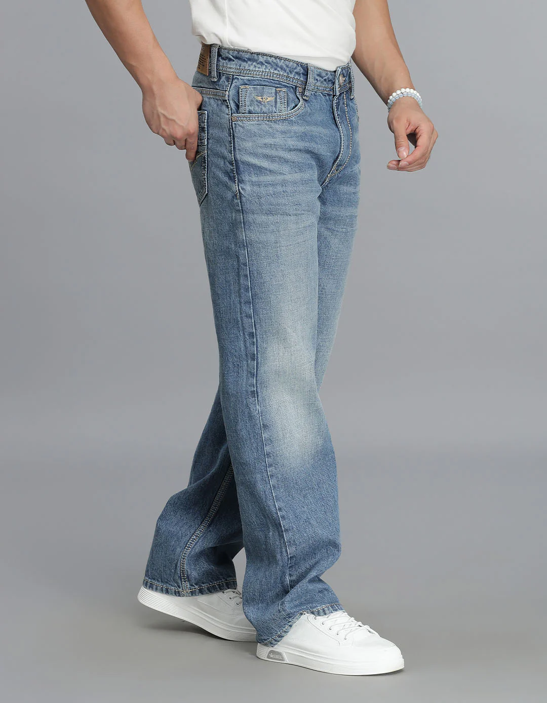 Med Blue 5 Pocket Midrise Loose Fit jeans - Image 4