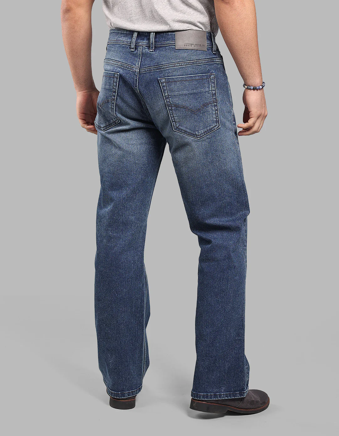 Med Blue 5 Pocket Midrise Loose Fit Stretch Jeans - Image 5