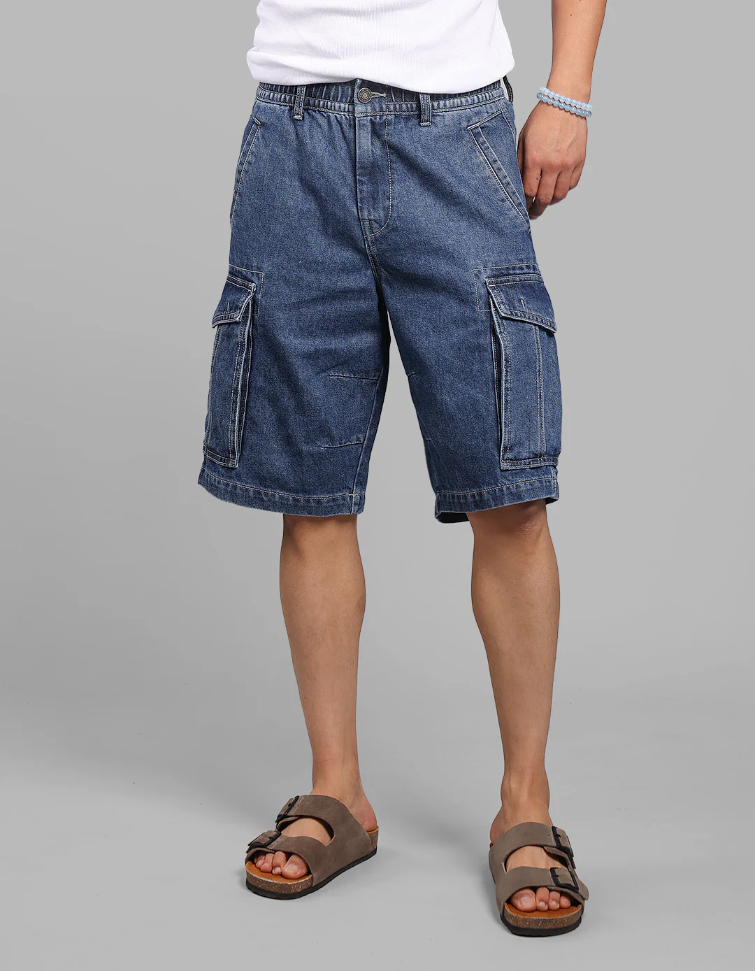 Med Blue Denim Cargo Shorts