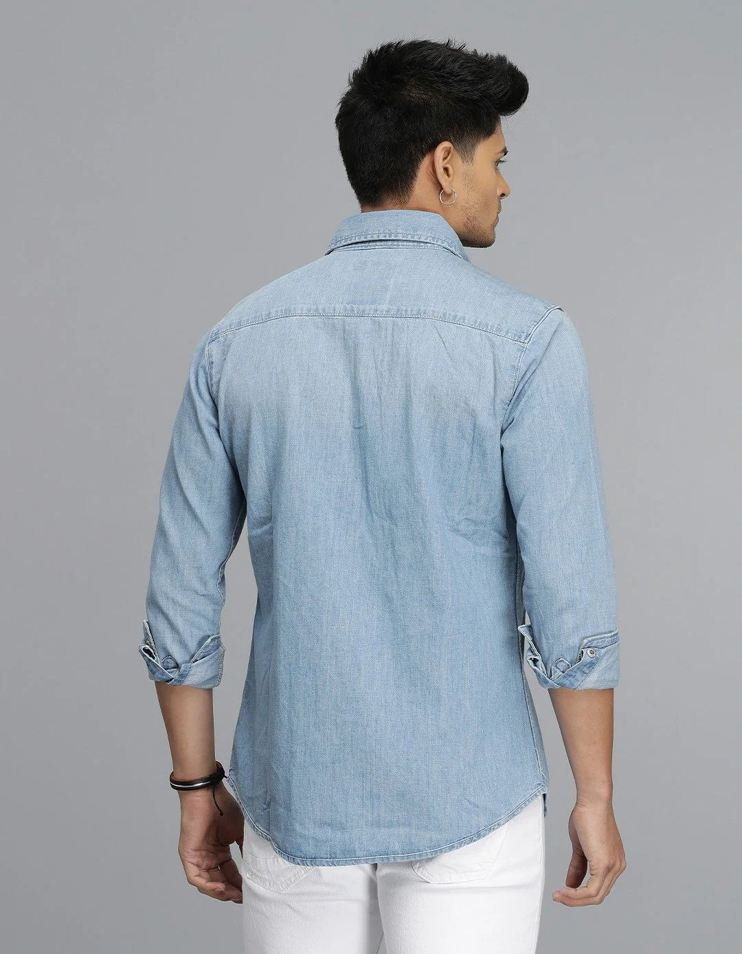 Med Blue Full Sleeves Denim Shirt - Image 5