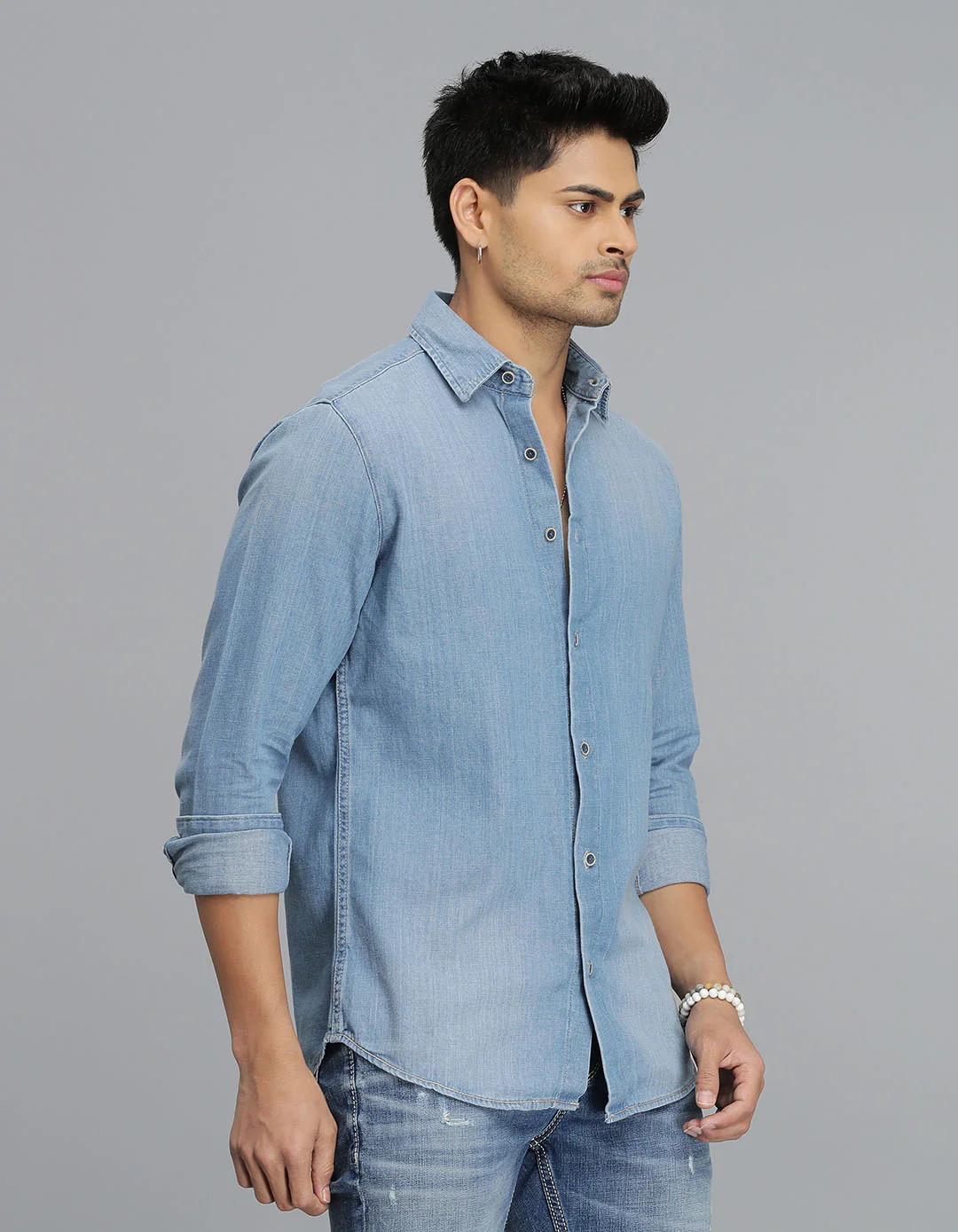 Med Blue Full Sleeves Denim Shirt - Image 4