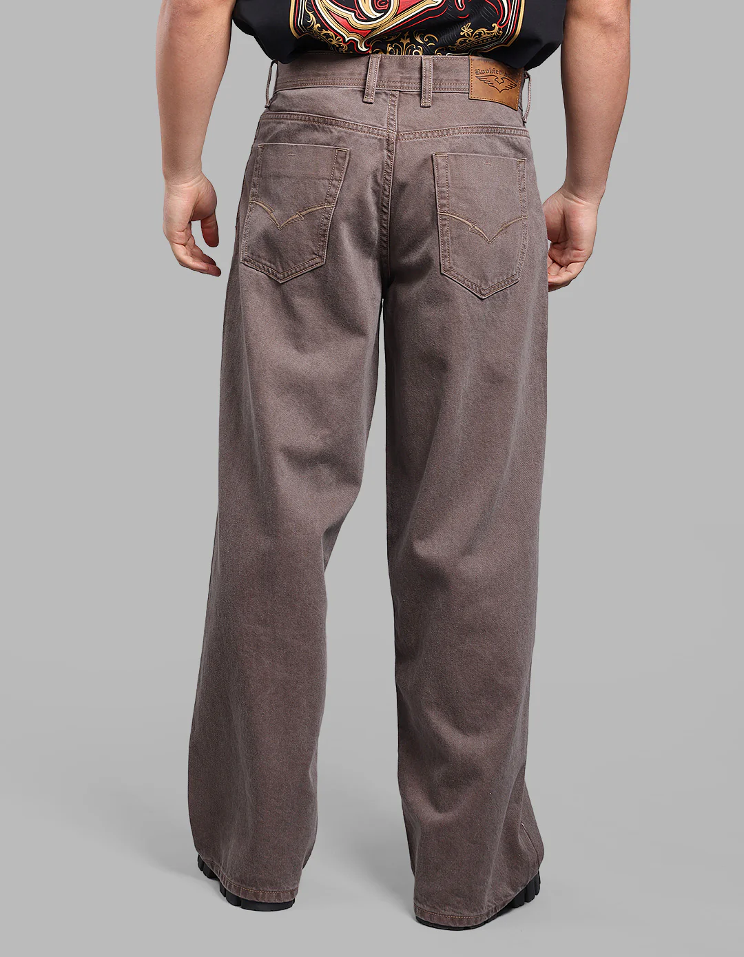 Med Brown 5 Pocket Extra Loose Fit Jeans - Image 5