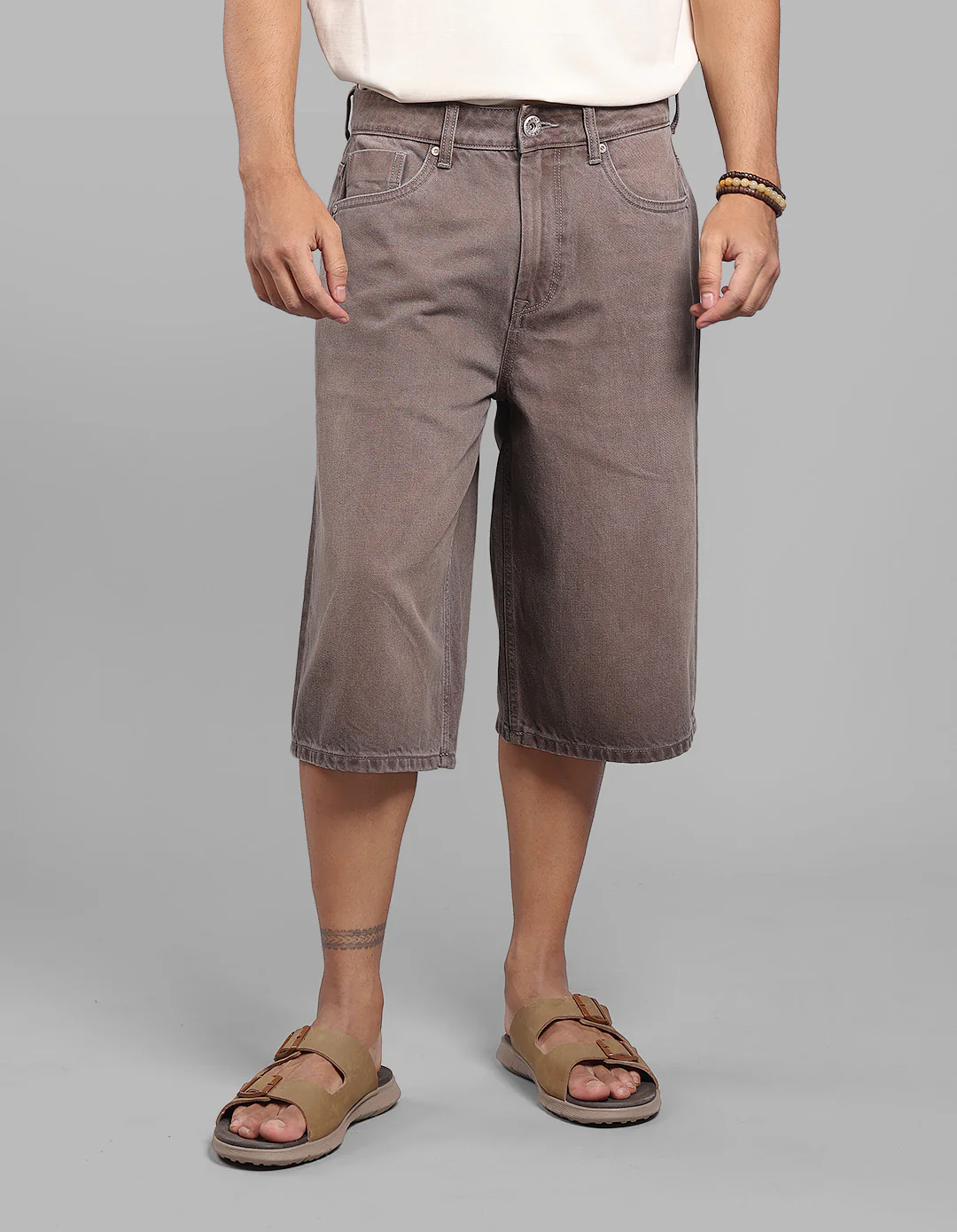 Med Brown Loose Fit Jorts