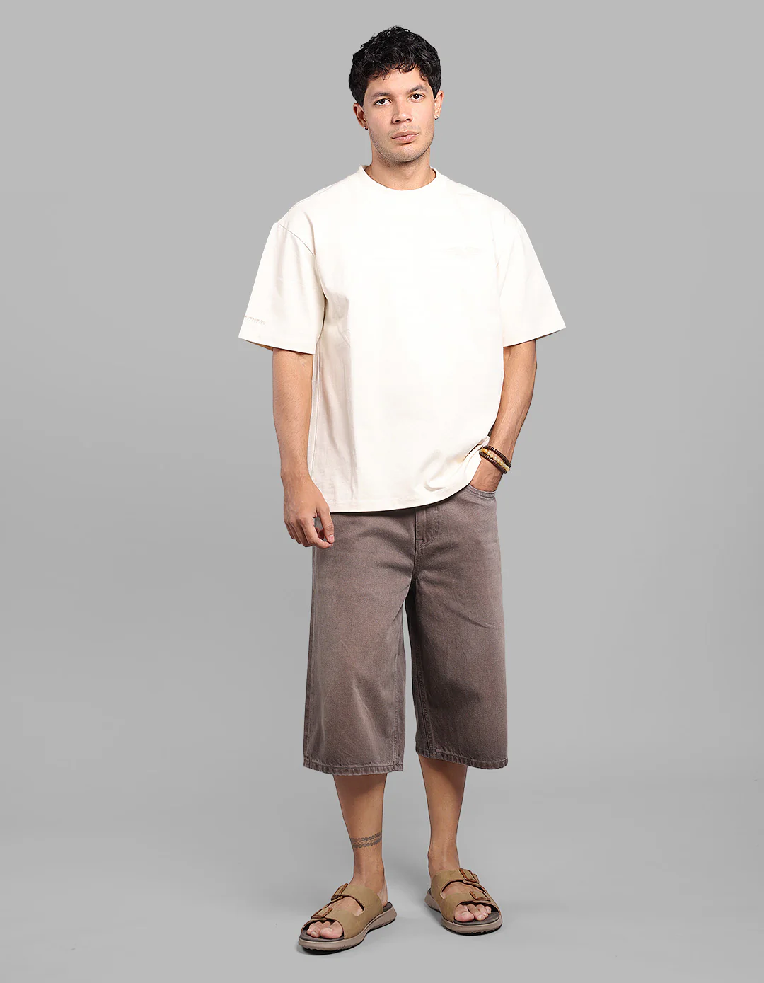 Med Brown Loose Fit Jorts - Image 2