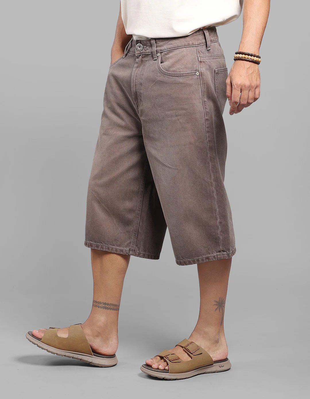Med Brown Loose Fit Jorts - Image 4