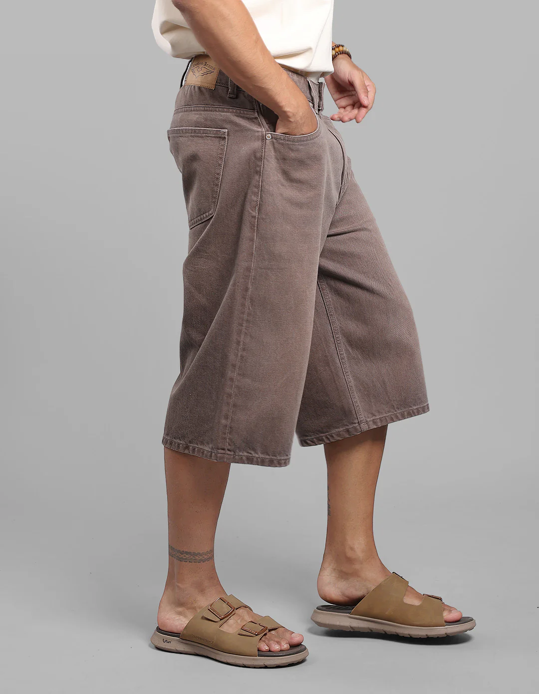 Med Brown Loose Fit Jorts - Image 5