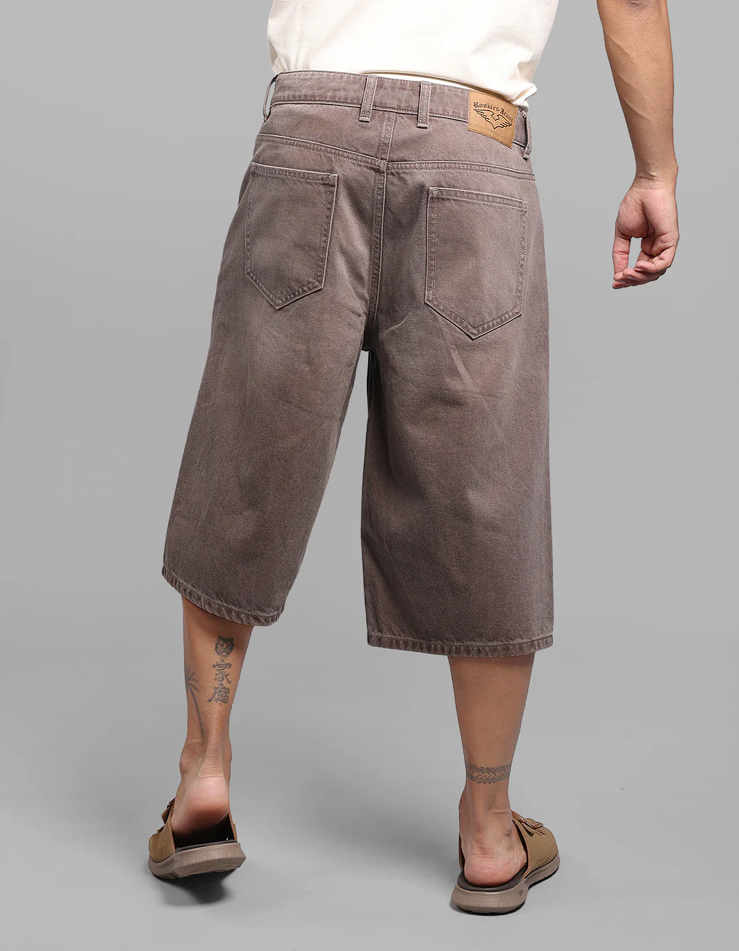 Med Brown Loose Fit Jorts - Image 6