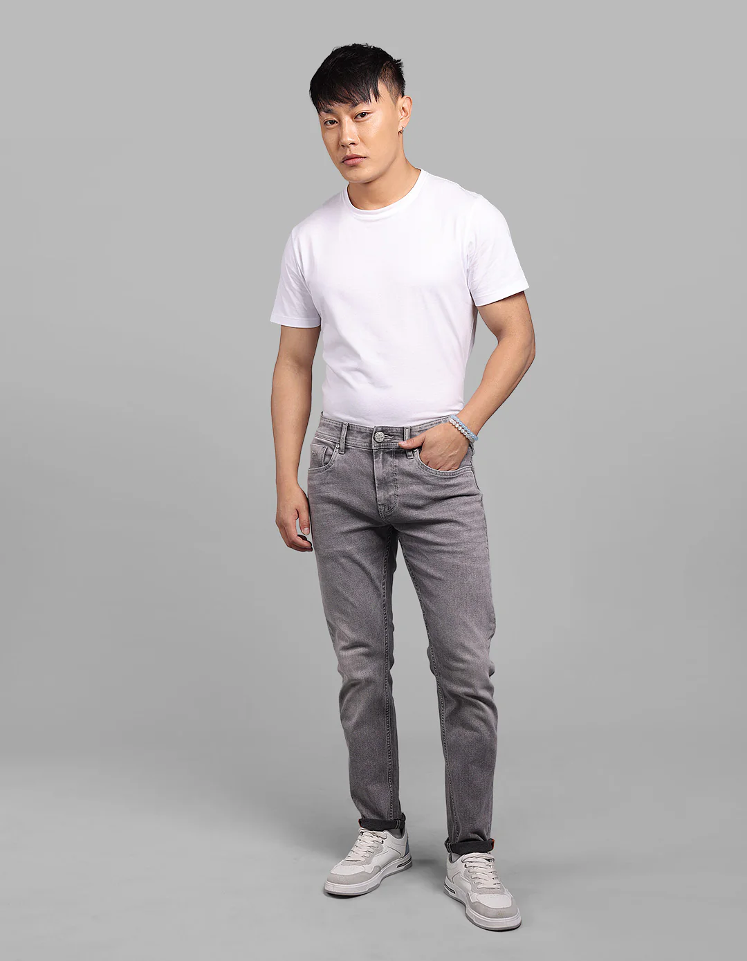 Med Grey 5 Pocket Low-Rise Ankle Length Stretch Jeans - Image 2