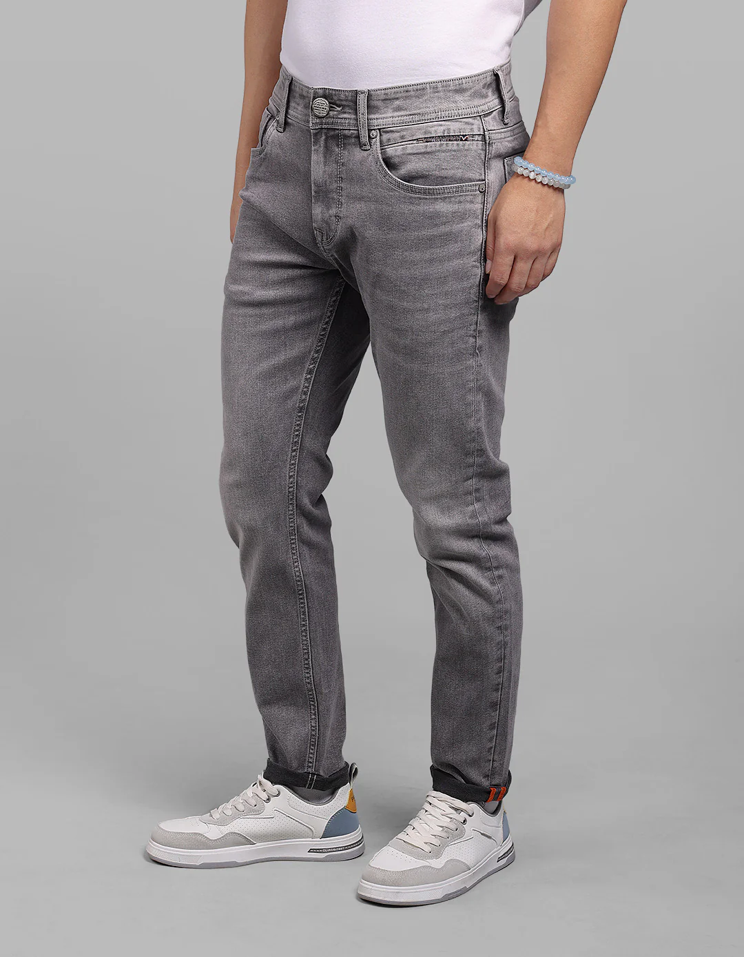 Med Grey 5 Pocket Low-Rise Ankle Length Stretch Jeans - Image 4