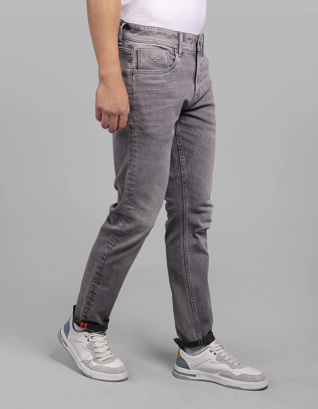 Med Grey 5 Pocket Low-Rise Ankle Length Stretch Jeans - Image 5