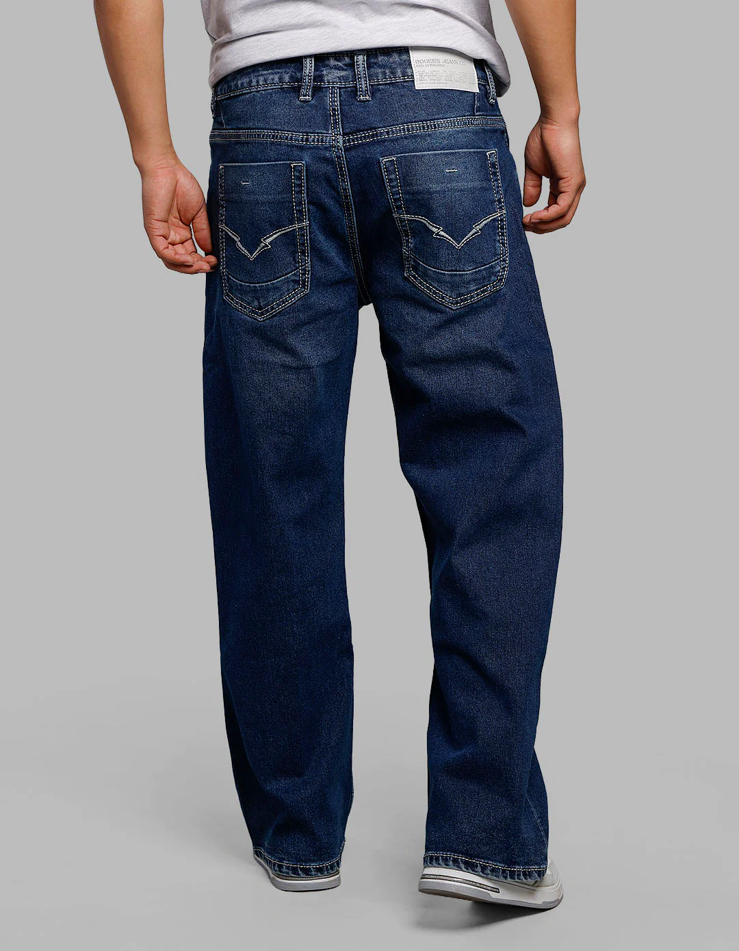 Medium Blue 5 Pocket Midrise Loose Fit Stretch Jeans - Image 5