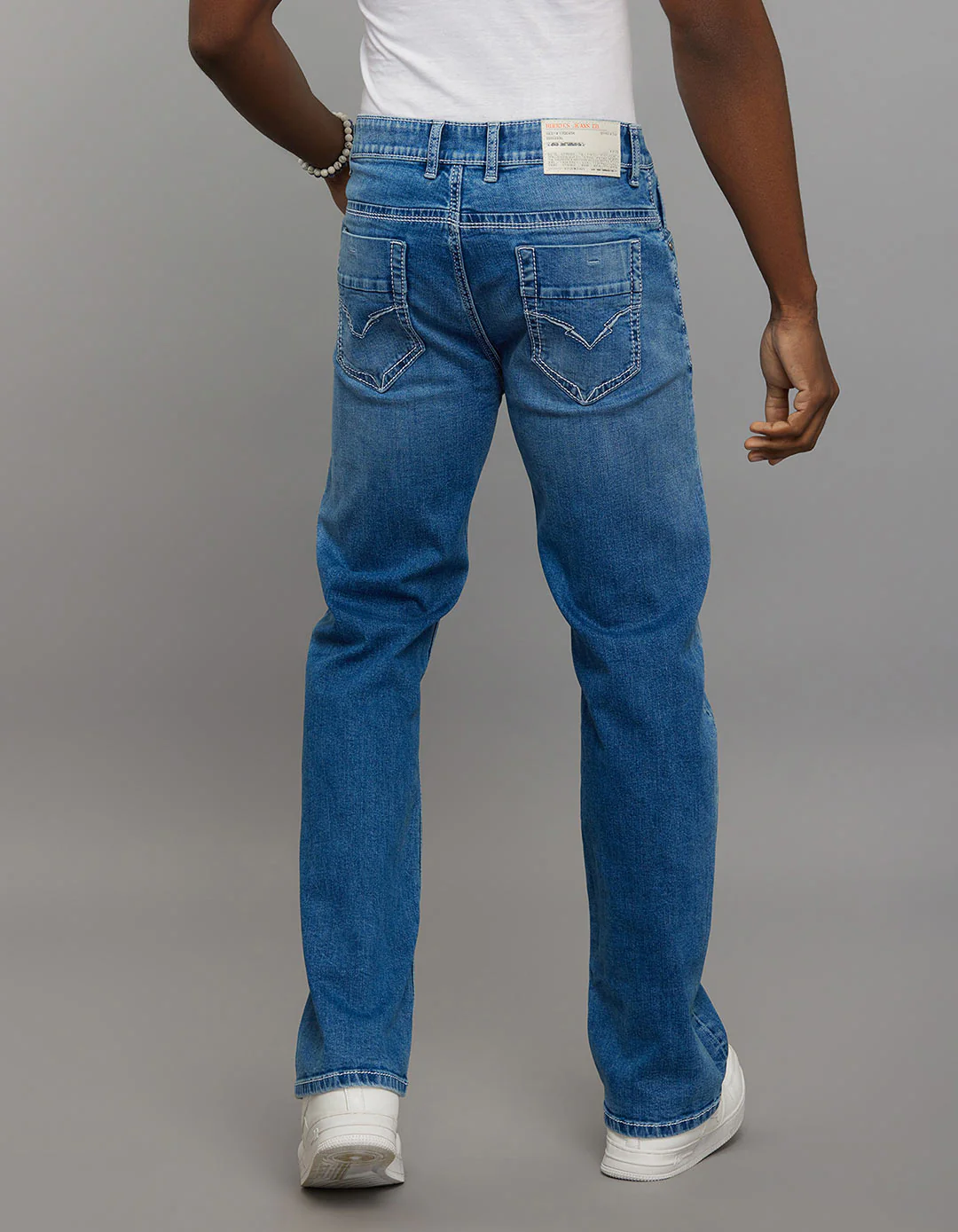 Medium Blue 5 Pocket Midrise Loose Fit Stretch Jeans - Image 6