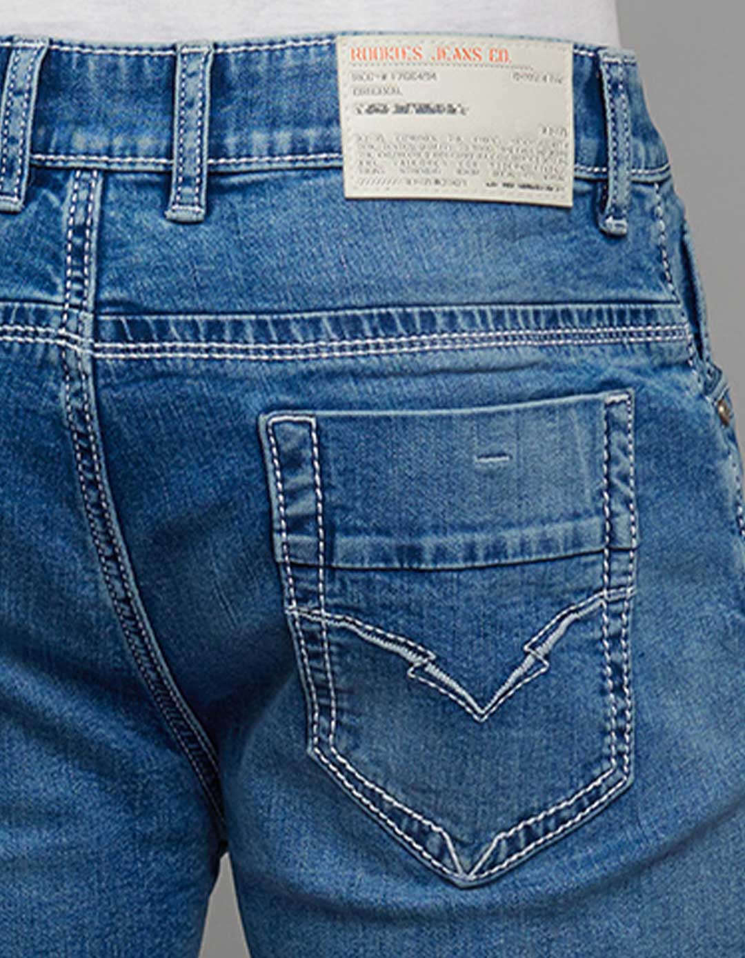 Medium Blue 5 Pocket Midrise Loose Fit Stretch Jeans - Image 7