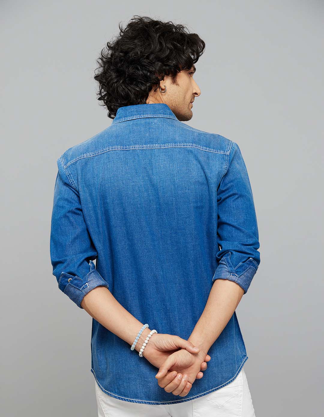 Medium Blue Full Sleeves Denim Shirt - Image 6