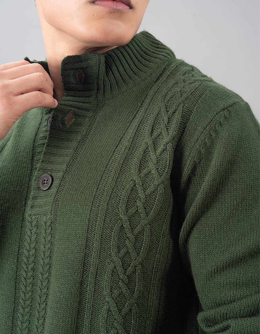 Mehendi Green High Neck Pullover Sweater - Image 6