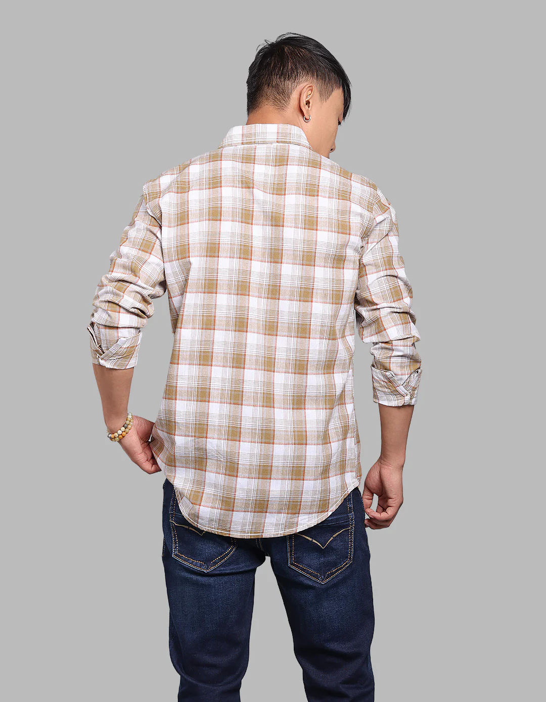 Mehendi White Full Sleeve Check Shirt - Image 5