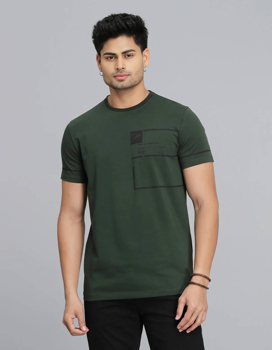 Military Green Half Sleeves Round Neck Tee