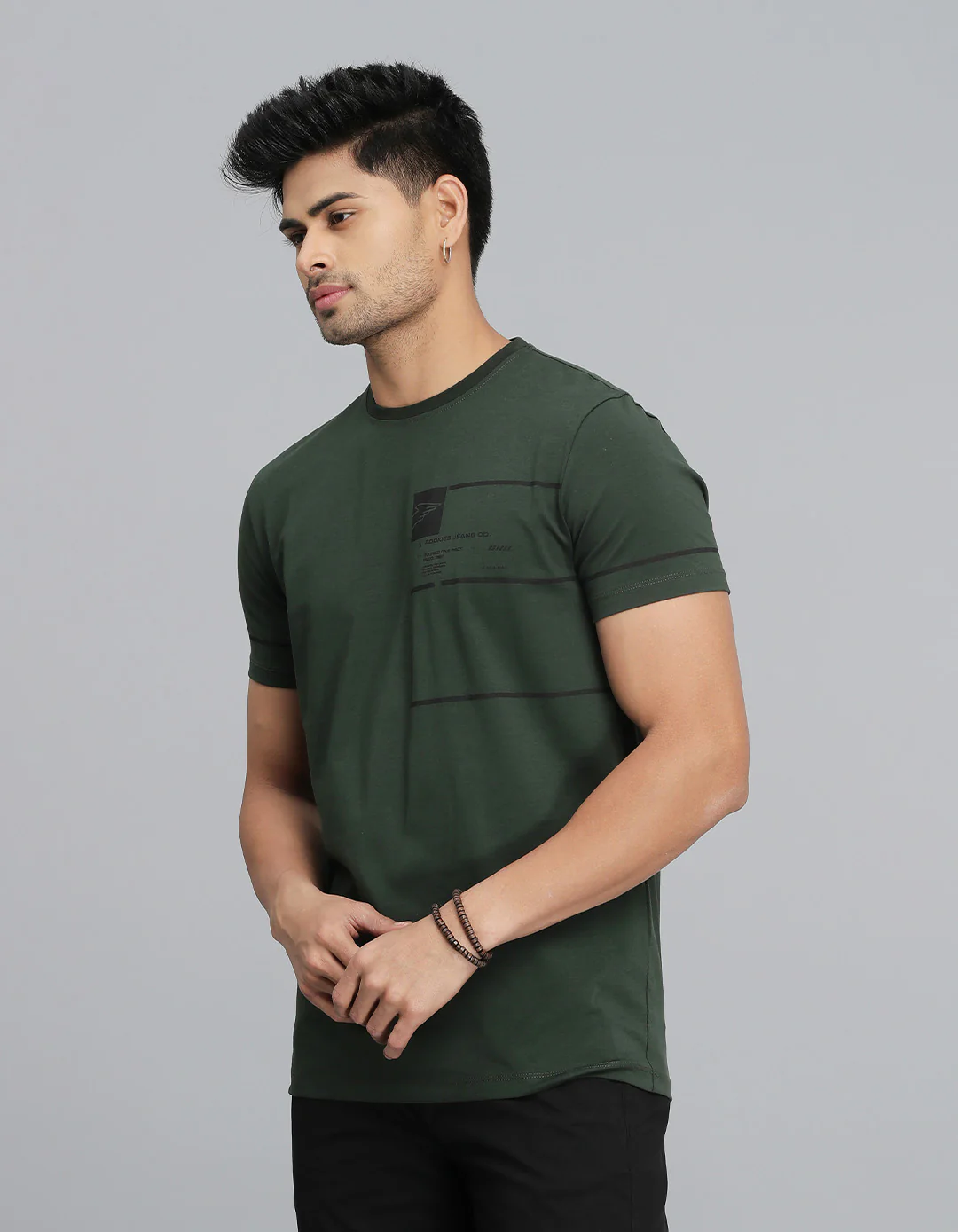 Military Green Half Sleeves Round Neck Tee - Image 3