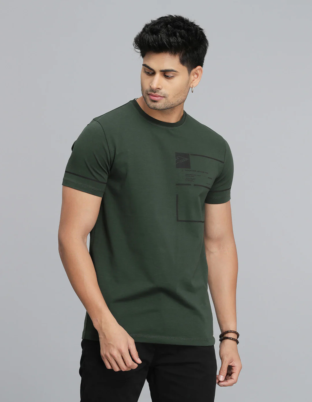 Military Green Half Sleeves Round Neck Tee - Image 4