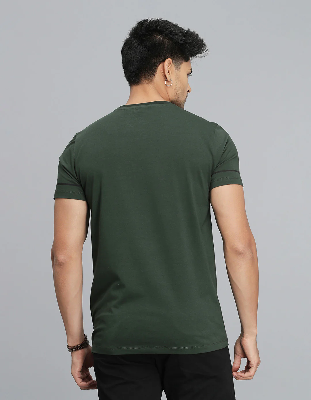 Military Green Half Sleeves Round Neck Tee - Image 5
