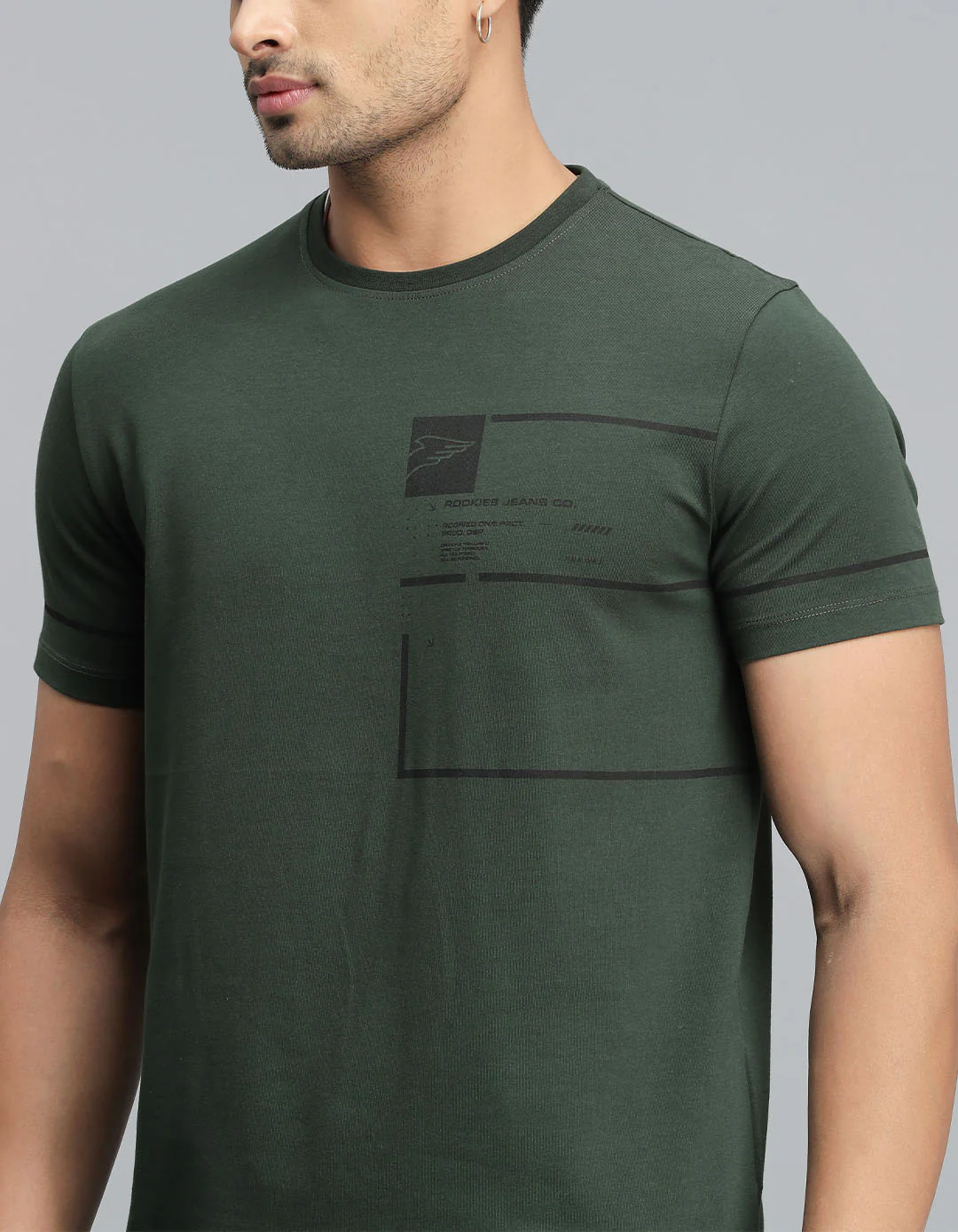 Military Green Half Sleeves Round Neck Tee - Image 6