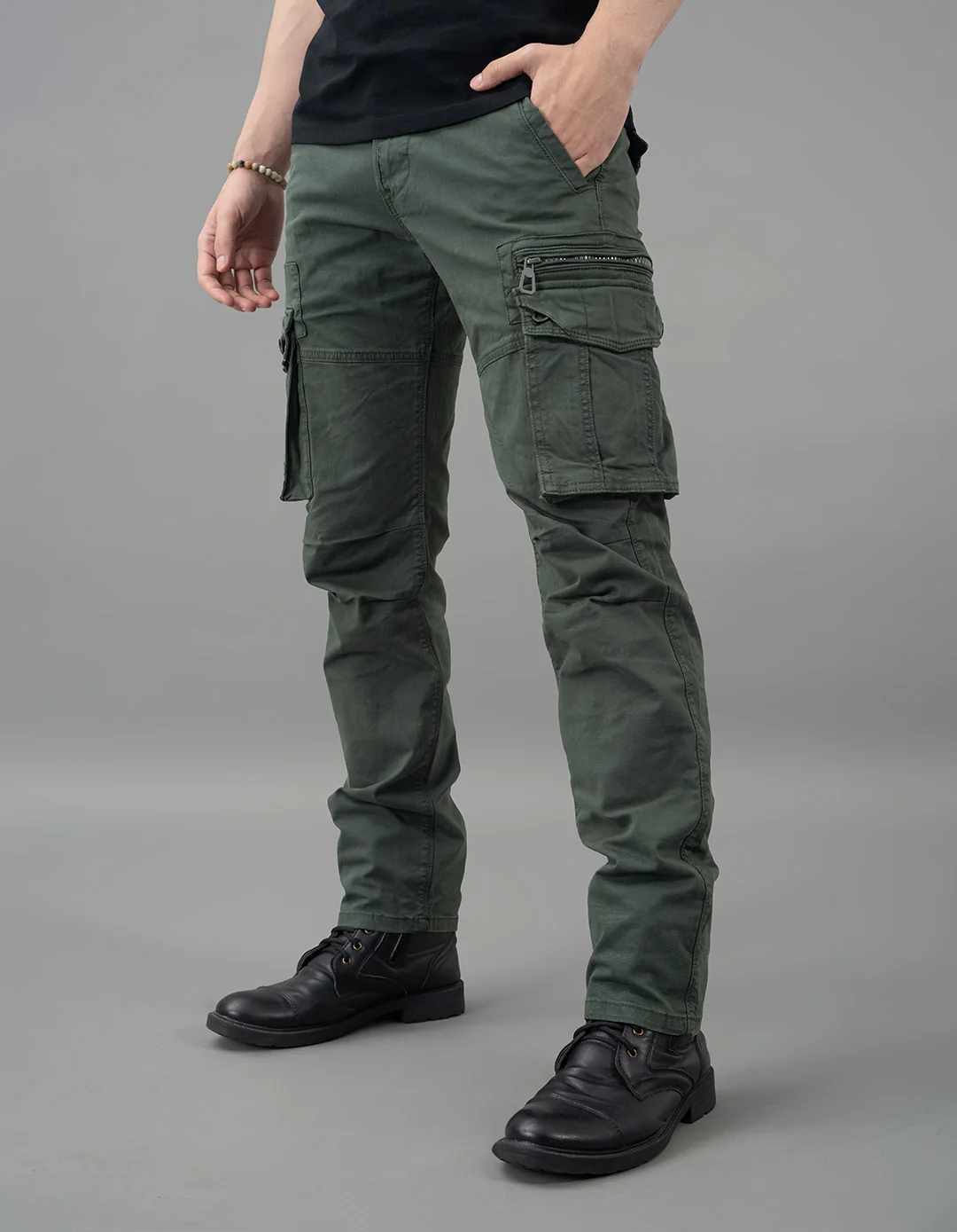Military Green Regular Fit Cargo Pant - Image 3