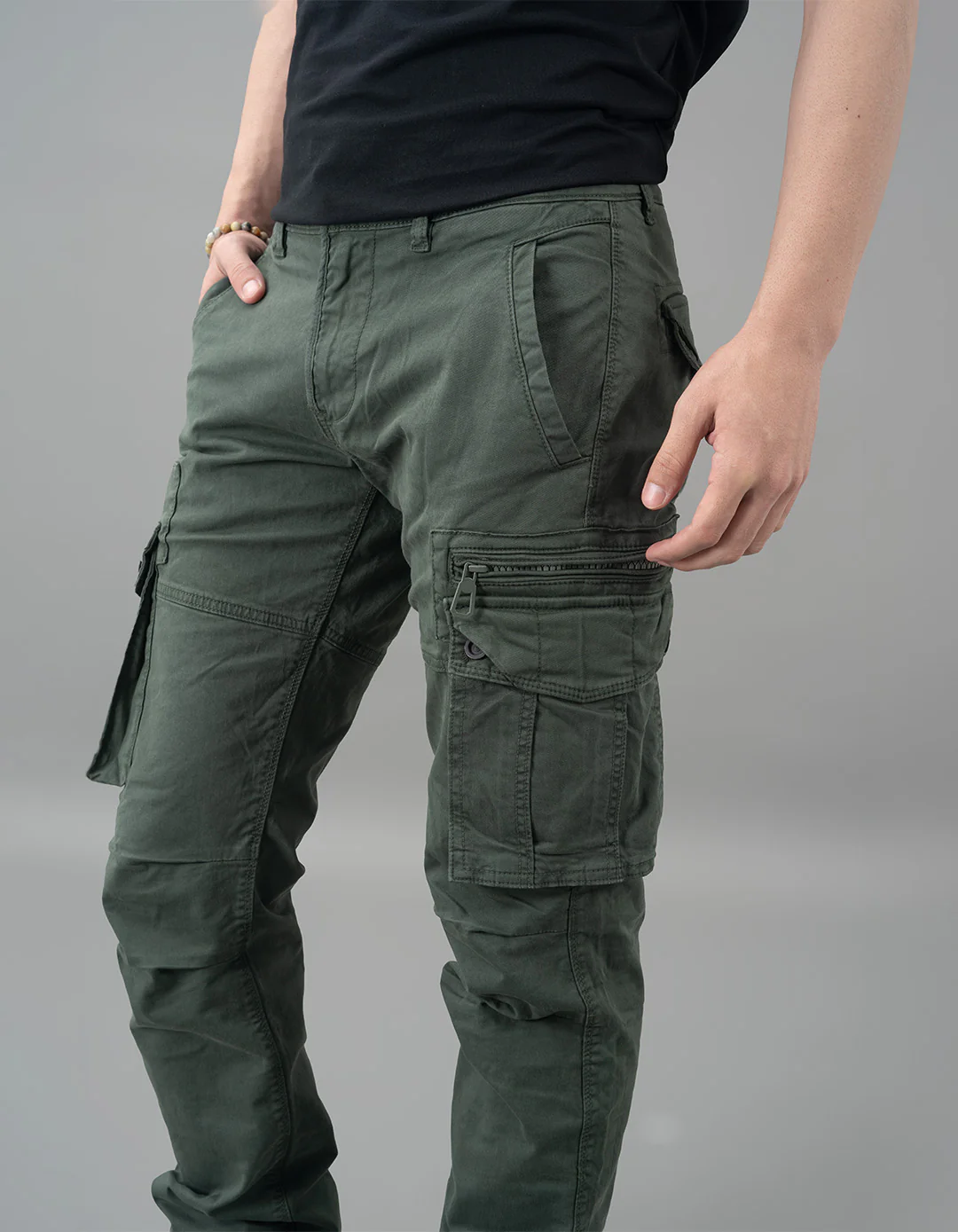 Military Green Regular Fit Cargo Pant - Image 6