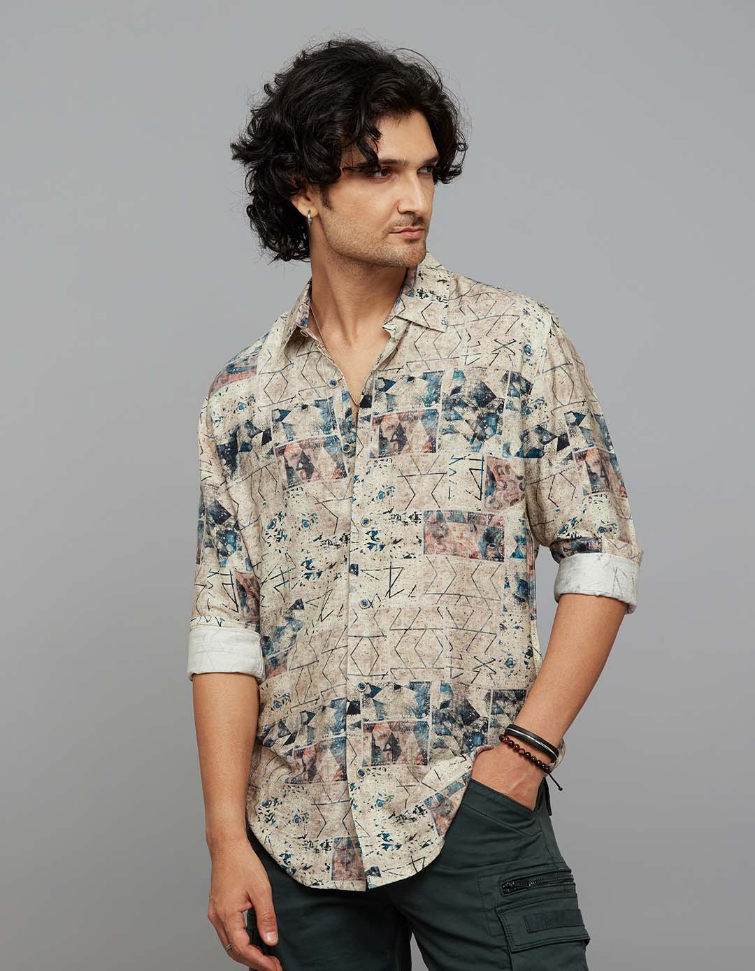 Multi Color Full Sleeves Printed Shirt