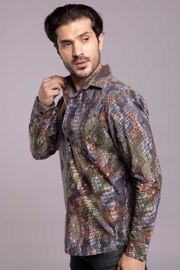 Multi Color Full Sleeves Printed Shirt - Image 3