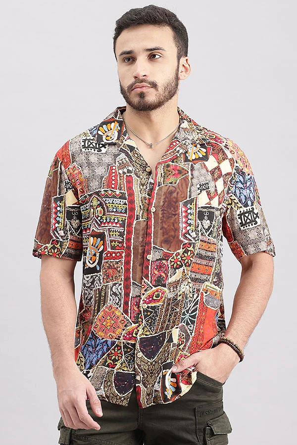 Multi Color Half Sleeve Printed Shirt