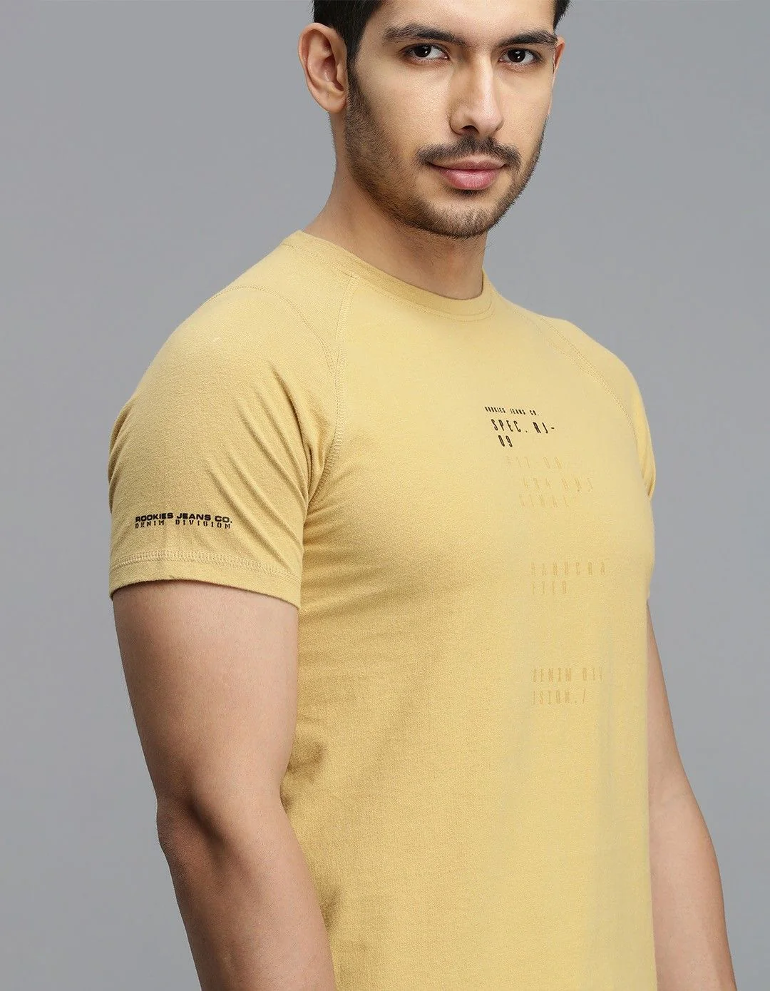 Mustard Half Sleeves Round Neck Tee - Image 3