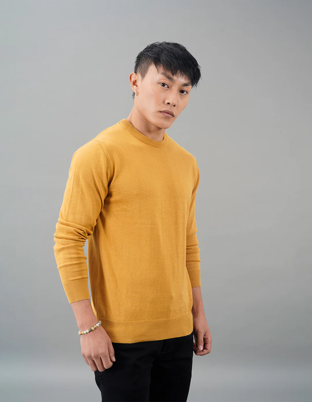 Mustard Round Neck Flatknit Tee - Image 4